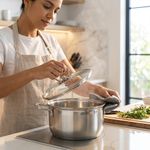 Olla Acero Inoxidable con Tapa de Vidrio Asa Metálica 26 cm Color Plateado