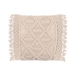 Cojín Decorativo Estilo Boho de Macramé Color Ivory 40 x 40 Cm