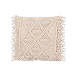 Cojín Decorativo Estilo Boho de Macramé Color Ivory 40 x 40 Cm