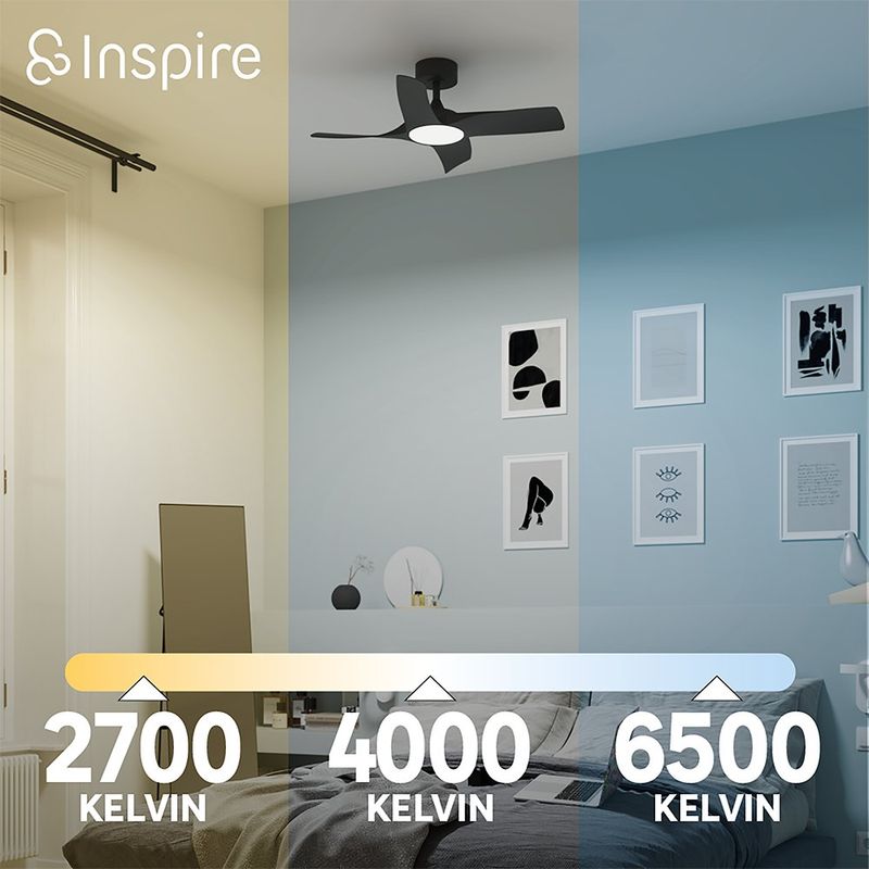 Ventilador de Techo con Luz LED Integrada Siroco Color Negro de 36 Plg