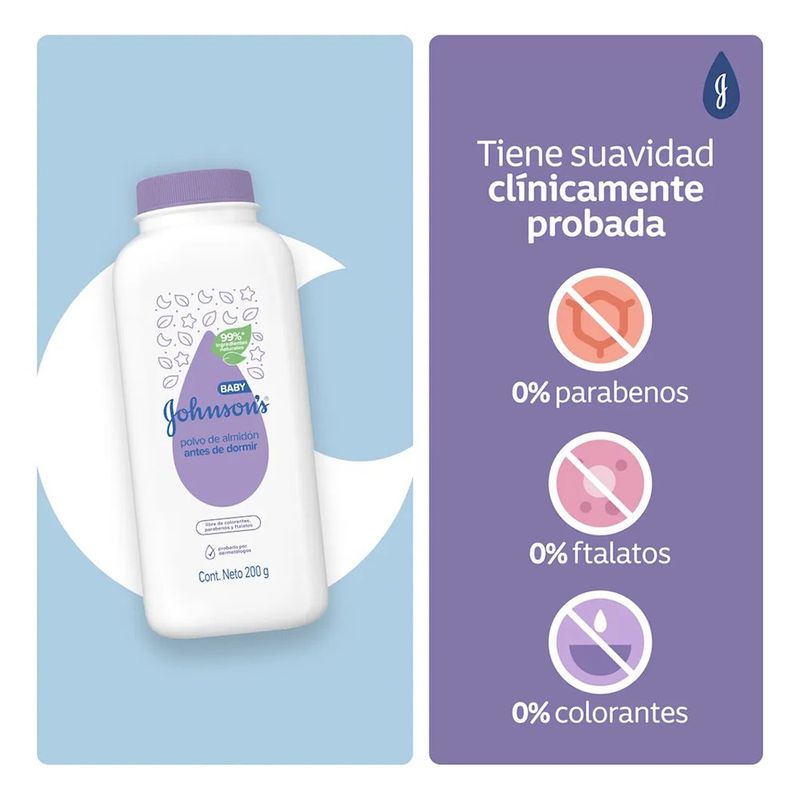 Talco Dermoprotector Johnson’s Baby Bedtime con Almidón Natural 400 g