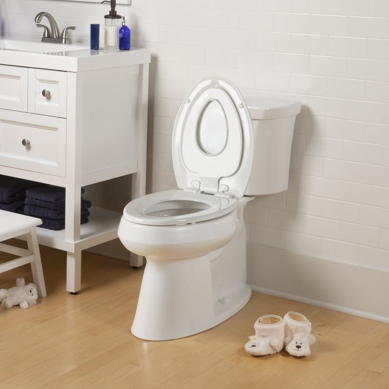 Asiento para Inodoro Alargado con Adaptador Infantil con Cierre Lento Color Blanco