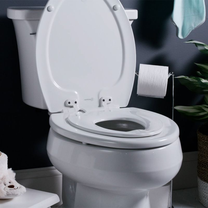 Asiento para Inodoro Alargado con Adaptador Infantil con Cierre Lento Color Blanco