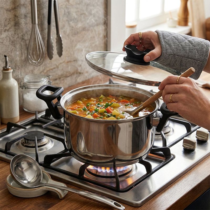 Olla Acero Inoxidable con Mangos Movibles y Tapa de Vidrio 26 cm Color Plateado