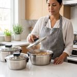 Set de 3 Ollas de Acero Inoxidable con Tapas y Mangos Móvibles de 16, 20 y 24 cm