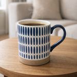 Pocillo de Cerámica Blanca con Lineas Azules 16.2 Onzas