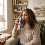 Taza de Cerámica Cuadros Azules 16.2 Onzas