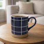 Taza de Cerámica Cuadros Azules 16.2 Onzas