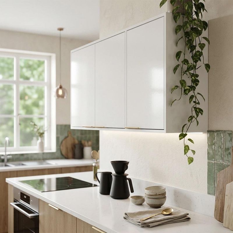 Gabinete Aéreo Gloria de MDP Color Blanco de 120 cm con 3 Puertas para Cocina