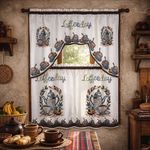 Cortinas para Cocina 3 Piezas con Estampado de Café
