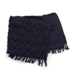 Throw Decorativo Boho con Flecos de Macramé Color Azul 127 x 152 Cm