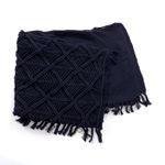 Throw Decorativo Boho con Flecos de Macramé Color Azul 127 x 152 Cm