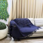 Throw Decorativo Boho con Flecos de Macramé Color Azul 127 x 152 Cm