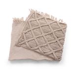 Throw Decorativo Boho con Flecos de Macramé Color Ivory 127 x 152 Cm