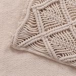 Throw Decorativo Boho con Flecos de Macramé Color Ivory 127 x 152 Cm