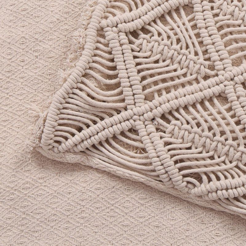 Throw Decorativo Boho con Flecos de Macramé Color Ivory 127 x 152 Cm