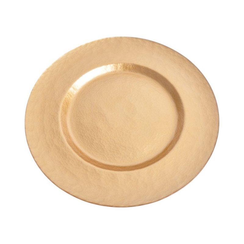 Plato Base de Vidrio de 33 x 33 cm para Presentación de Mesa Color Dorado