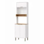 Gabinete para 2 Hornos Gloria de MDP Color Blanco de 210 cm con Repisas y Alacena Superior
