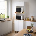 Gabinete para 2 Hornos Gloria de MDP Color Blanco de 210 cm con Repisas y Alacena Superior