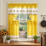 Cortinas para Cocina 3 Piezas con Estampado de Girasoles Color Amarillo
