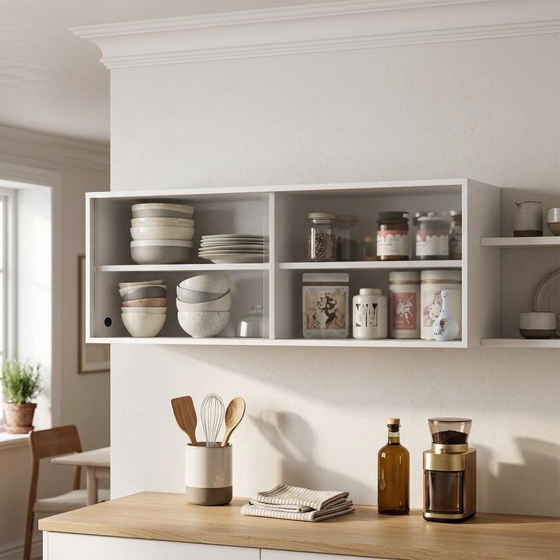 Gabinete Aéreo Gloria de MDP Color Blanco de 120 cm con 2 Puertas de Vidrio para Cocina