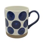 Taza de Cerámica Blanca con Círculos Azules 16.2 Onzas