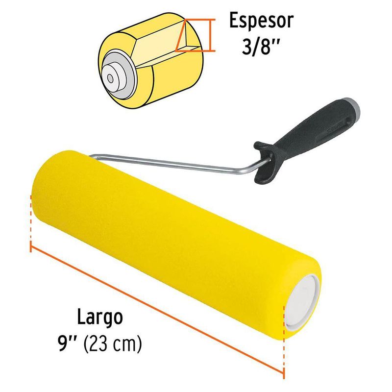 Rodillo de Esponja para Pintar Superficie Lisa de 3/8 x 9 Plg