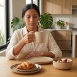 Vajilla de Cerámica Color Crema con Borde Negro 16 Piezas