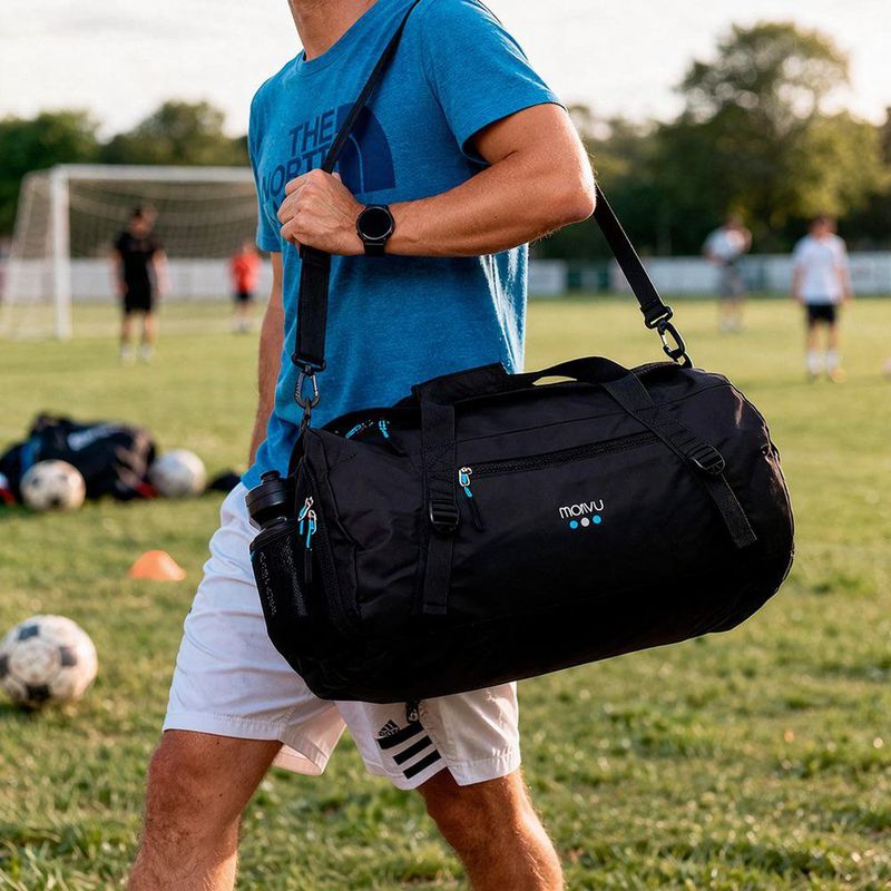 Maletín Deportivo Molvu Entreno Mediano para Gimnasio y Viaje Color Negro