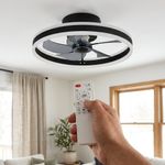 Ventilador de Techo Color Negro con Control Remoto y Luz Led de 20 Plg