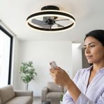 Ventilador de Techo Color Negro con Control Remoto y Luz Led de 20 Plg