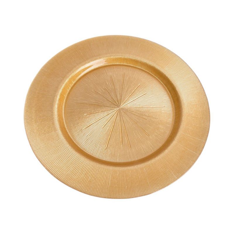 Plato Base de Vidrio de 32 x 32 cm para Presentación de Mesa Color Dorado