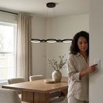 Lámpara de Colgar Led de Aros Negra Diseño Moderno de 26 W