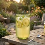 Vaso de Vidrio con Relieve para Agua, Jugos o Refrescos de 14.2 oz - Colores Surtidos