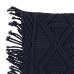 Cojín Decorativo Estilo Boho con Flecos de Macramé Color Azul 40 x 40 Cm
