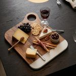 Tabla para Servir de Madera y Mármol de 30.5 x 24.3 cm con Diseño Decorativo