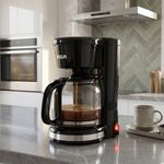 Cafetera Convencional con Filtro Permanente Jarra de Vidrio 12 Tazas Color Negro