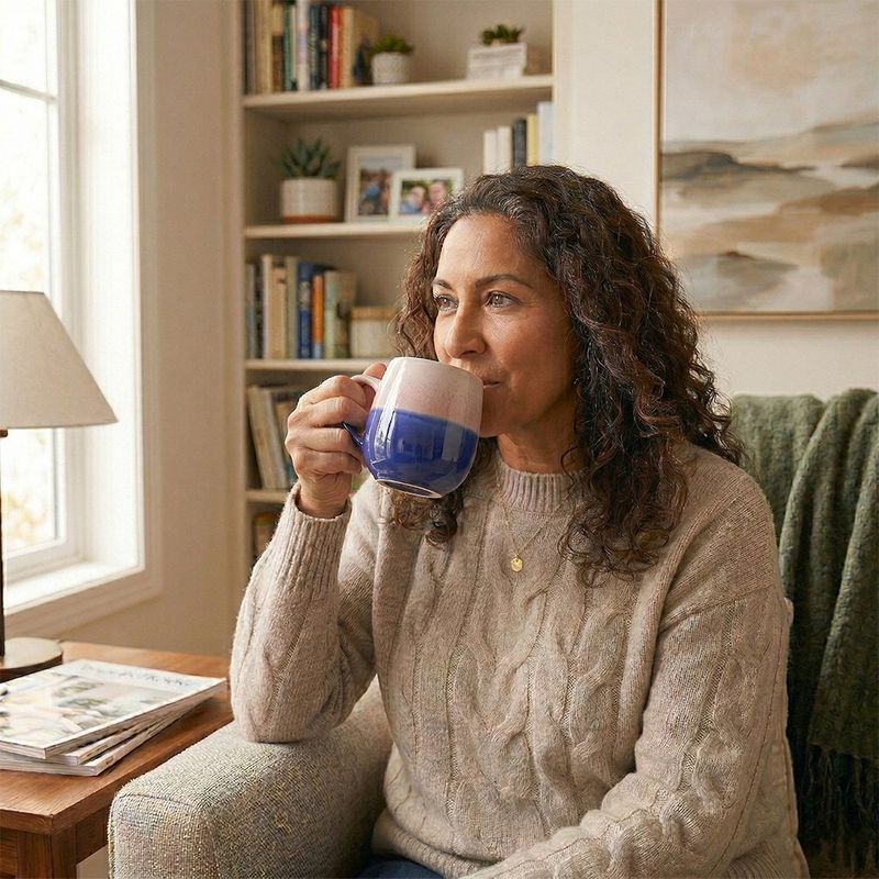 Taza de Cerámica Multicolor Diseño Degradado Azul 16.2 Onzas