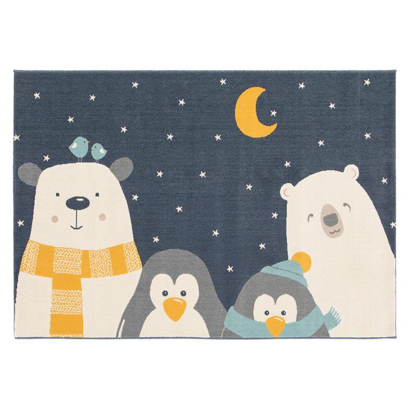 Alfombra Infantil Decorativa Diseño Osos y Pingüinos 120 x 170 Cm