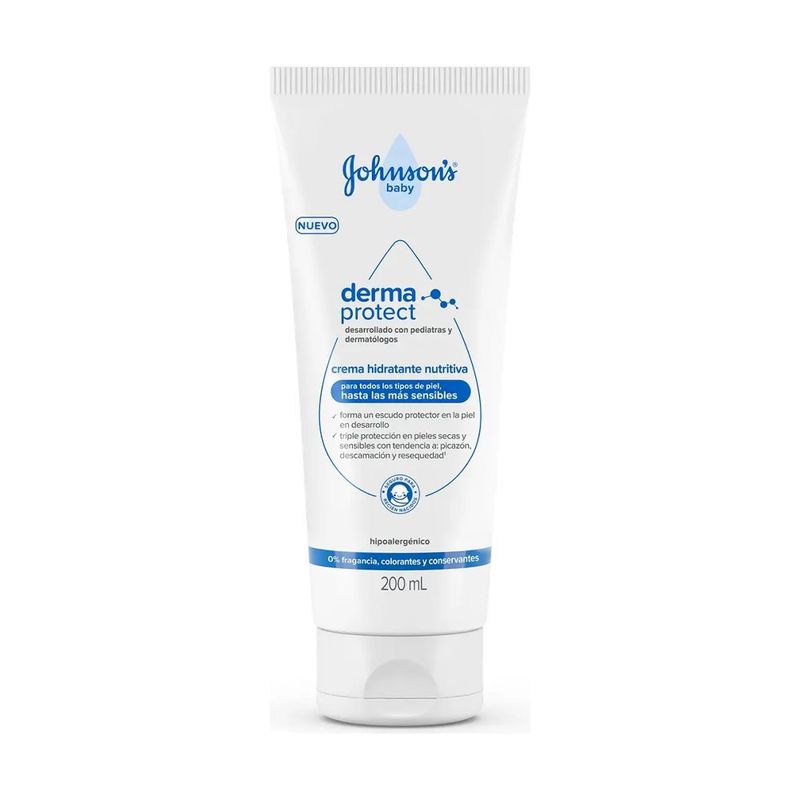 Crema Hidratante Johnson’s Baby Derma Protect para Piel Sensible 200 mL