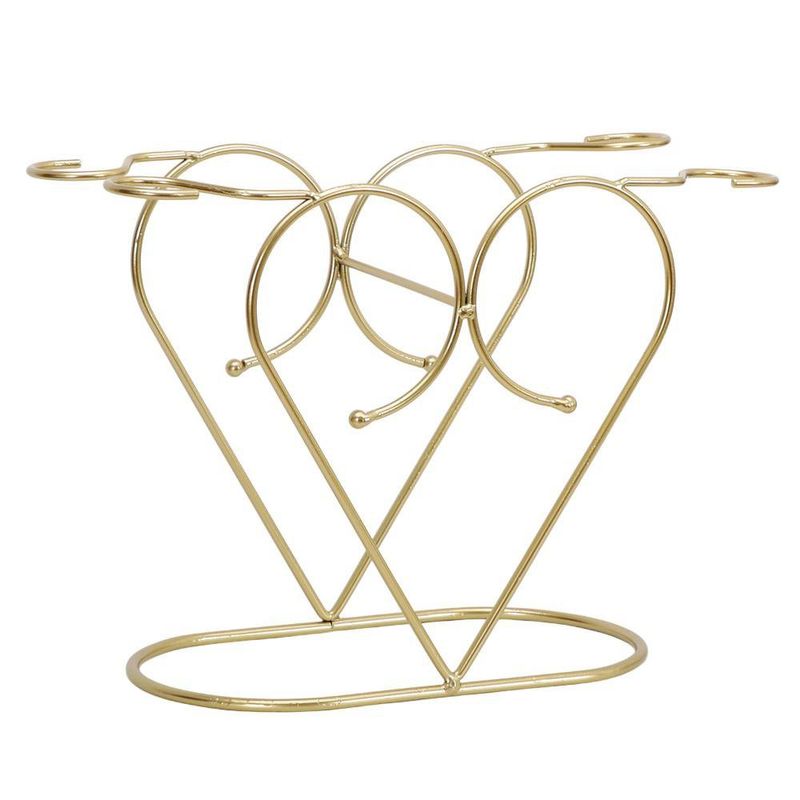 Porta Vinos y Copas Corazón Dorado