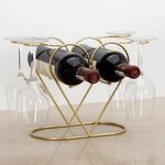 Porta Vinos y Copas Corazón Dorado