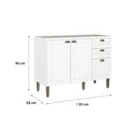 Gabinete Base Classy de 120 cm sin Top con 2 Puertas y 3 Gavetas en MDF Color Blanco