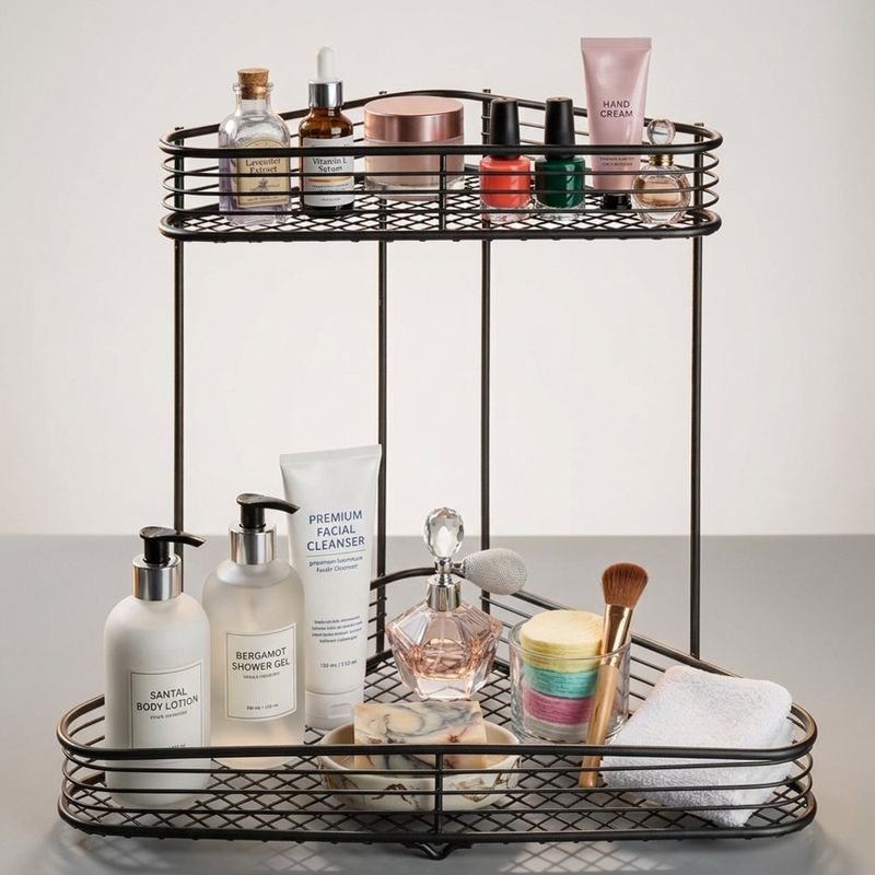 Repisa Esquinera Vienna con 2 Niveles de Metal Color Negro