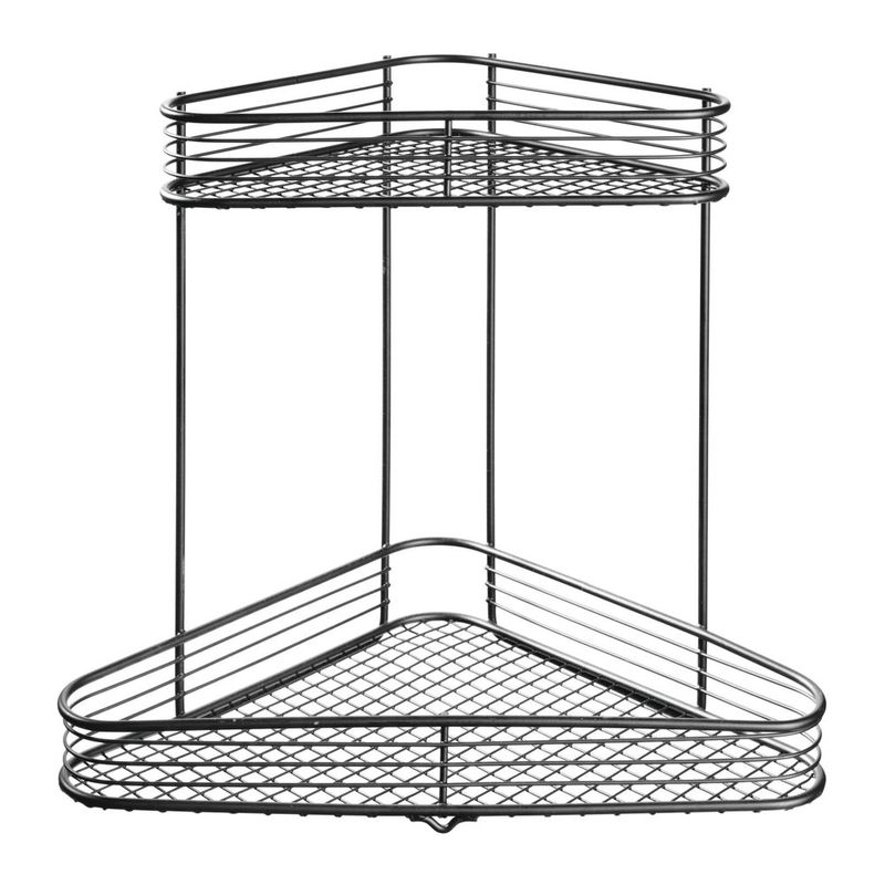 Repisa Esquinera Vienna con 2 Niveles de Metal Color Negro