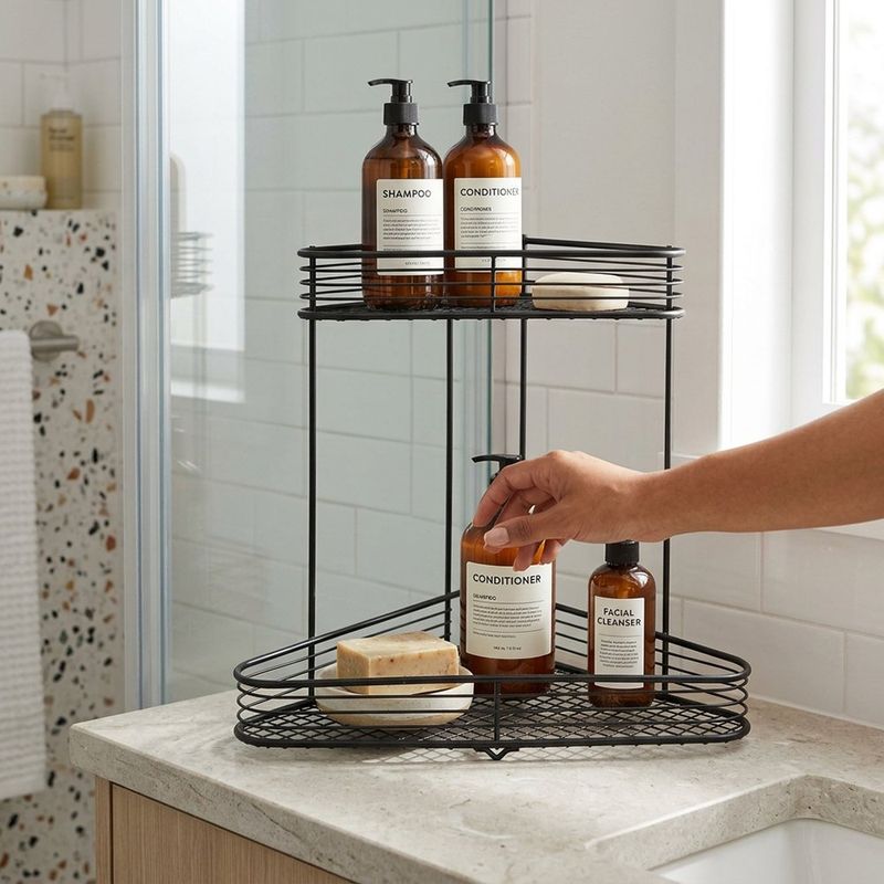 Repisa Esquinera Vienna con 2 Niveles de Metal Color Negro