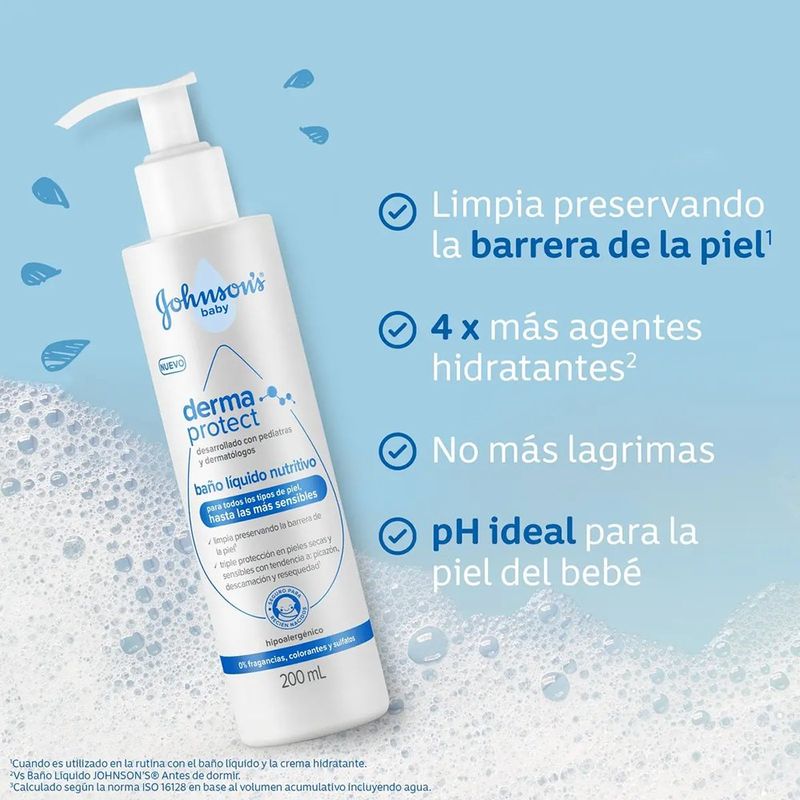 Baño Líquido Johnson’s Baby Derma Protect Nutritivo 200 mL