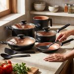 Bateria de Cocina Loreto de 7 Piezas Antiadherente Color Negro