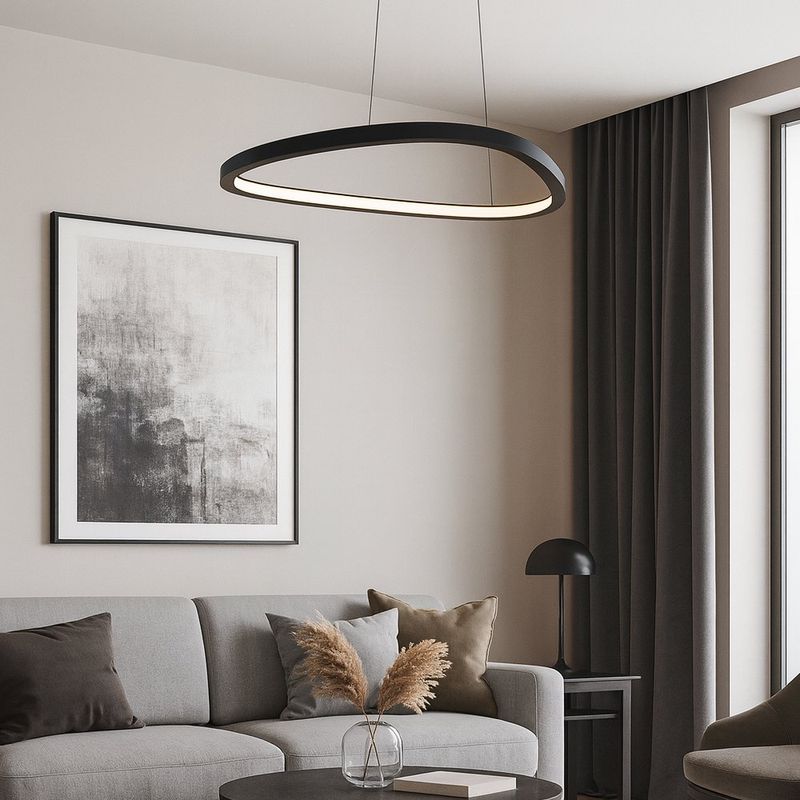 Lámpara Colgante LED 1 Luz Triangular Negra Luz Cálida 40W