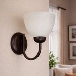 Combo de 4 Lámparas de Pared Color Chocolate con Pantalla de Vidrio Opalino